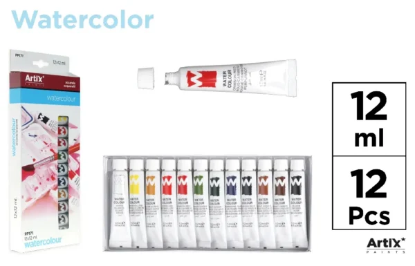 WATERCOLOUR PAINT SET 12 ml TUBES.