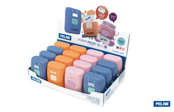 DISPLAY 16 RUBBER ERASERS WITH BRUSH COM