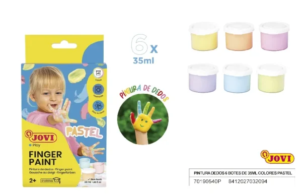 FINGER PAINT SET 6 JARS 35 ml COLOURS PA