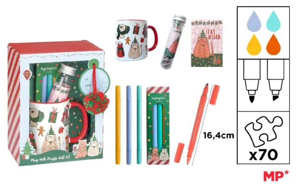 CHRISTMAS CUP, COLOURING AND PUZZLE SET.