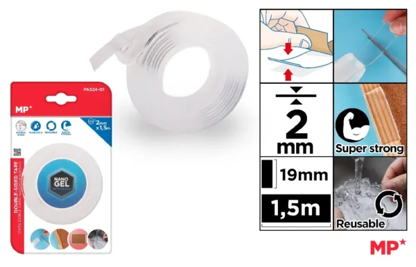 TRANSPARENT DOUBLE-SIDED TAPE 2 mm x 1.5