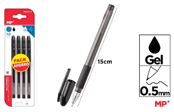 BALLPEN GEL INK 0.5 mm TIP 4PCS.