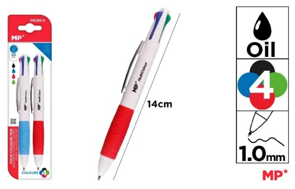 BALLPEN 4 COLOURS 1.0 mm 2 UNITS.