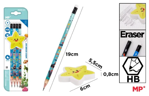 Decorated Pencils + Fancy Eraser.