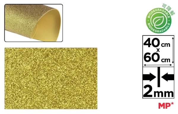 BIODEGRADABLE GLITTER FOAM 40x60 GOLD.