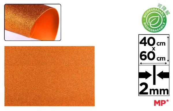 Biodegradable Glitter Foam 40x60 Orange.