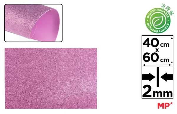 BIODEGRADABLE GLITTER FOAM 40x60 LILAC.