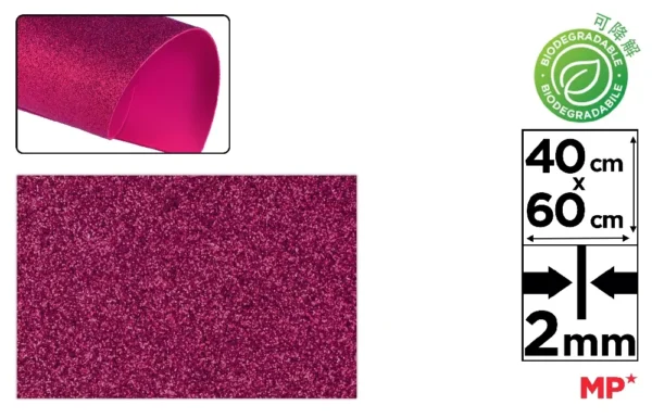 BIODEGRADABLE GLITTER FOAM 40x60 MAGENTA