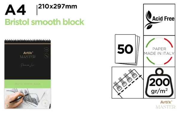 DRAWING BLOCK A4 50 SHEETS 200 g/m² BRIS