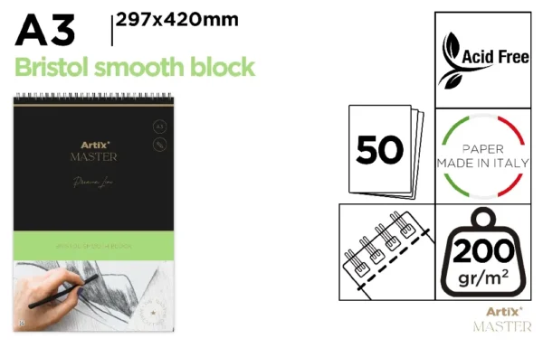 DRAWING BLOCK A3 50 SHEETS 200 g/m² BRIS
