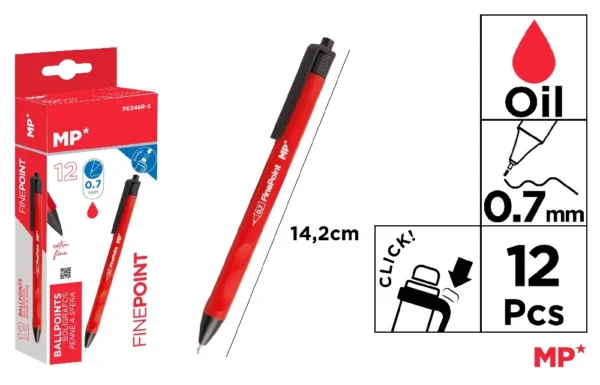 OIL INK BALLOT 0.7 mm RED.