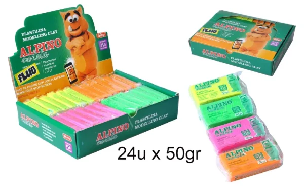 PLASTILINE 50 g 24 pcs. FLUO ALPINO.