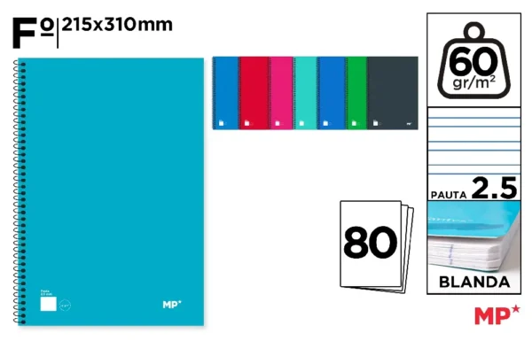 SPIRAL NOTEBOOK SOFT CARDBOARD COVER 80