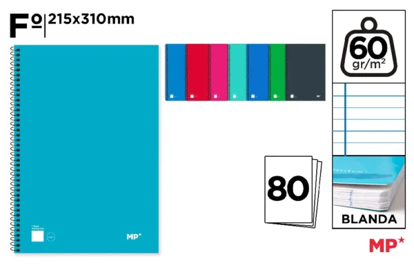 SPIRAL NOTEBOOK SOFT CARDBOARD COVER 80