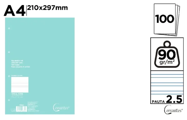 REFILL FOR RING BINDERS 100 SHEETS 90 g/