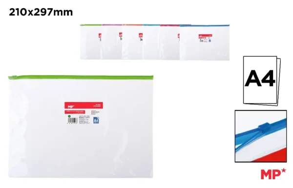 POLYPROPYLENE COLOUR ZIPPER BAG.