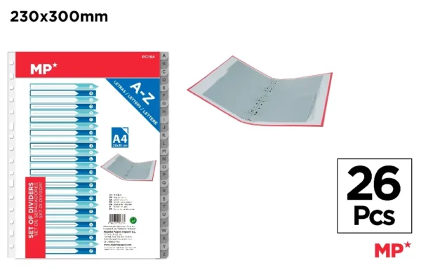 PLASTIC A-Z DIVIDERS SET