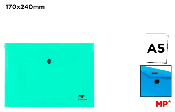 POLYPROPYLENE ENVELOPE FOLDER WITH BUTTO