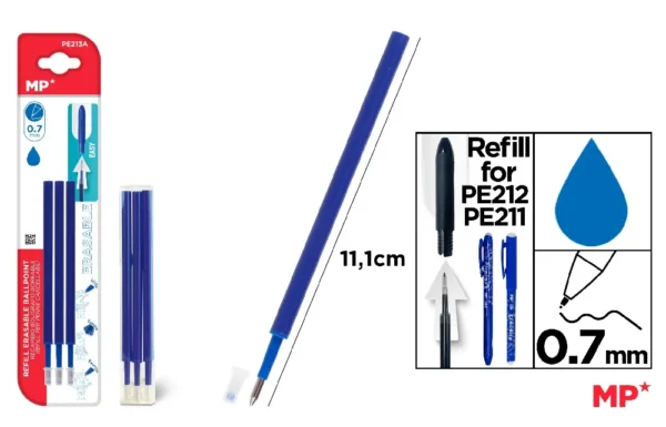 BLUE EASY ERASABLE PEN REFILL 3 pcs.