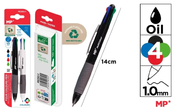 BALLPEN 4 COLOURS 1.0 mm 2 UNITS