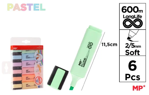 MARKER TEXTLINER PASTEL 6 UNITS.