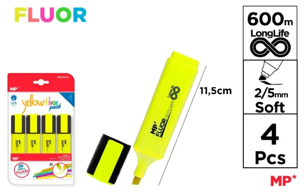 MARKER YELLOW FLUOR 4 UNITS.