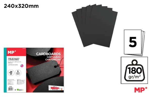 BLACK CARDBOARD BLOCK 240 X 320 mm 10 SH