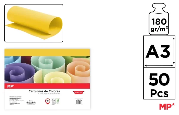 COLOURED CARDBOARD CARD A3 180 g/m² 50 u