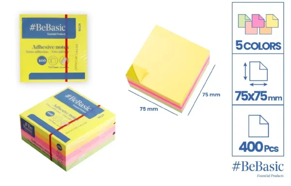 ADHESIVE NOTES 75 x 75 mm 400 SHEETS.