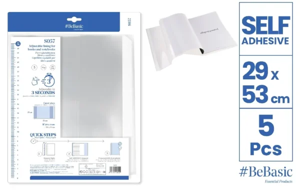 ADJUSTABLE PLASTIC BOOK COVERS.