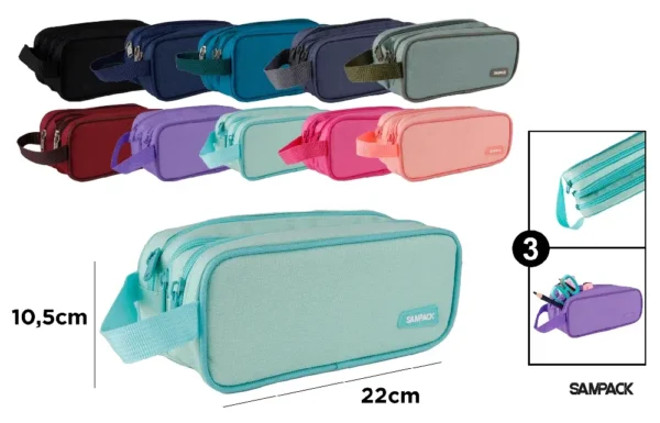 SAMPACK THREE-ZIP PENCIL CASE