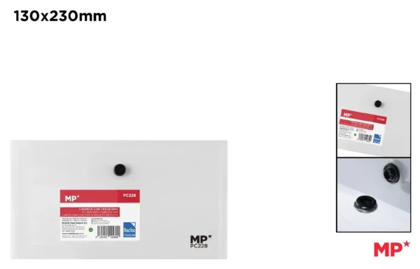 POLYPROPYLENE ENVELOPE FOLDER WITH BUTTO