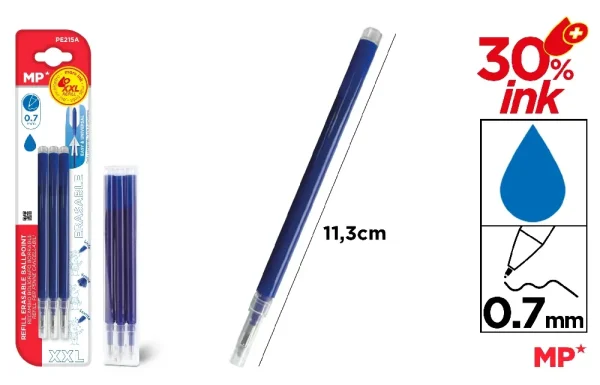 BLUE EASY ERASABLE PEN REFILL 3 pcs.