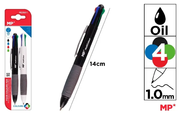 BALLPEN 4 COLOURS 1.0 mm 2 UNITS.
