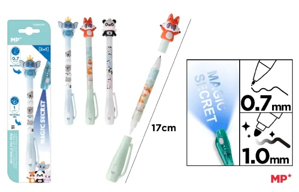 INVISIBLE INK PEN MAGIC SECRET 2 IN 1.