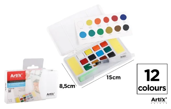 SOLID WATERCOLOR PAINT 12 COLORS.