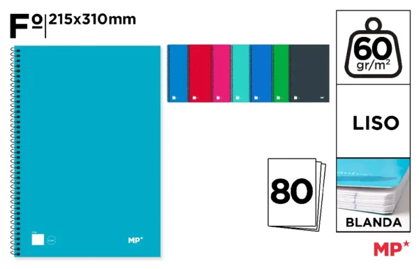 SPIRAL NOTEBOOK SOFT CARDBOARD COVER 80