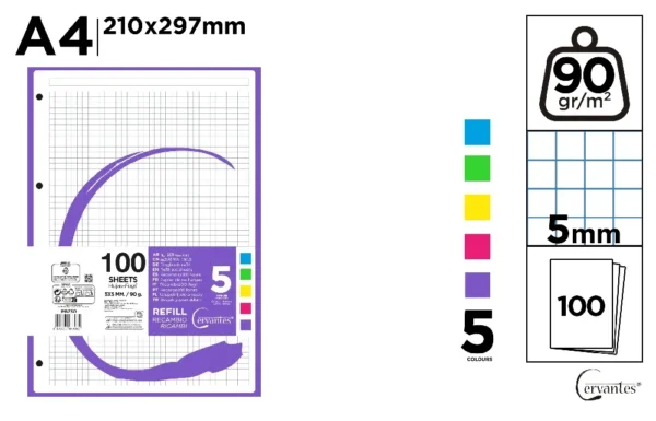 COLOR REFILL FOR RING BINDERS 100SHEETS.
