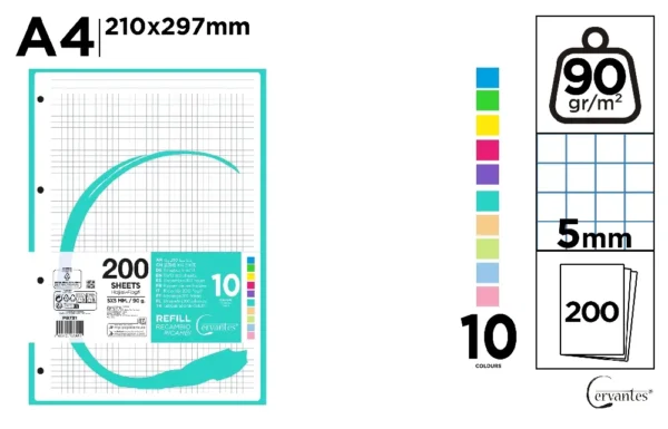 COLOR REFILL FOR RING BINDERS 100SHEETS.