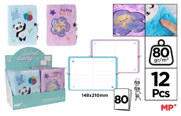 A5 PLUSH NOTEBOOK WITH LOCK.