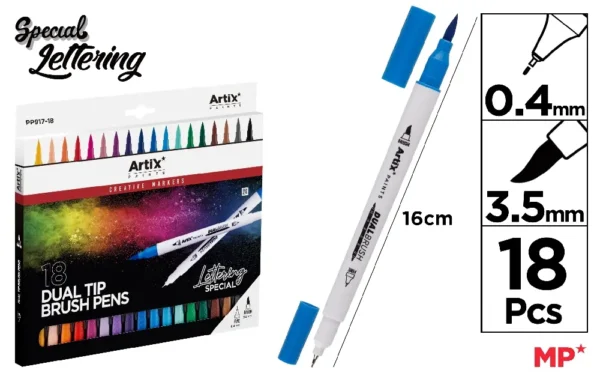 DOUBLE TIP BRUSH MARKER LETTERING 18 UNI