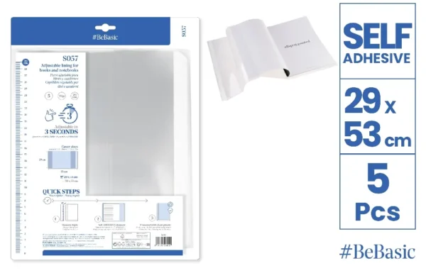 ADJUSTABLE PLASTIC BOOK COVERS.