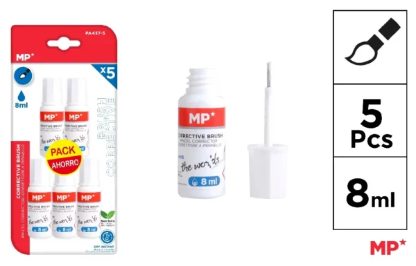 CORRECTION FLUID WITH BRUSH APPLICATOR.
