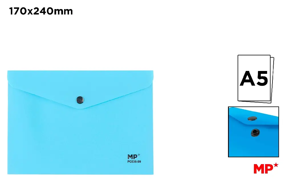 POLYPROPYLENE ENVELOPE FOLDER WITH BUTTO