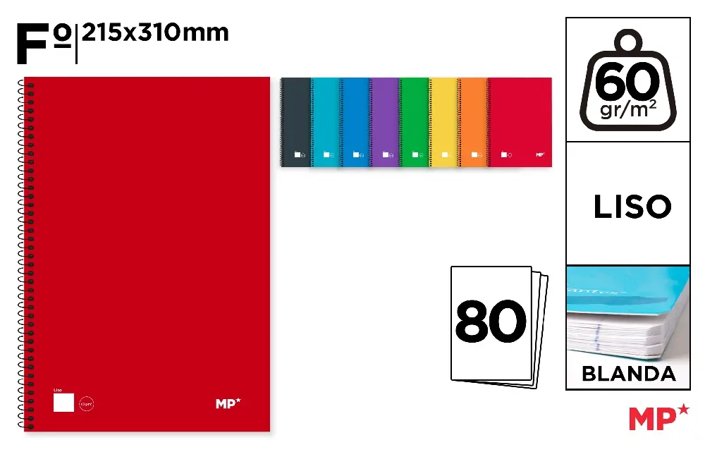 SPIRAL NOTEBOOK SOFT CARDBOARD COVER 80