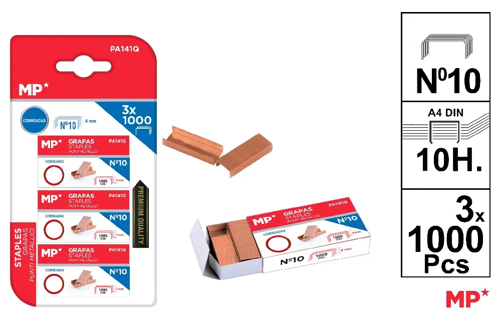COPPERED METAL STAPLES Nº 10