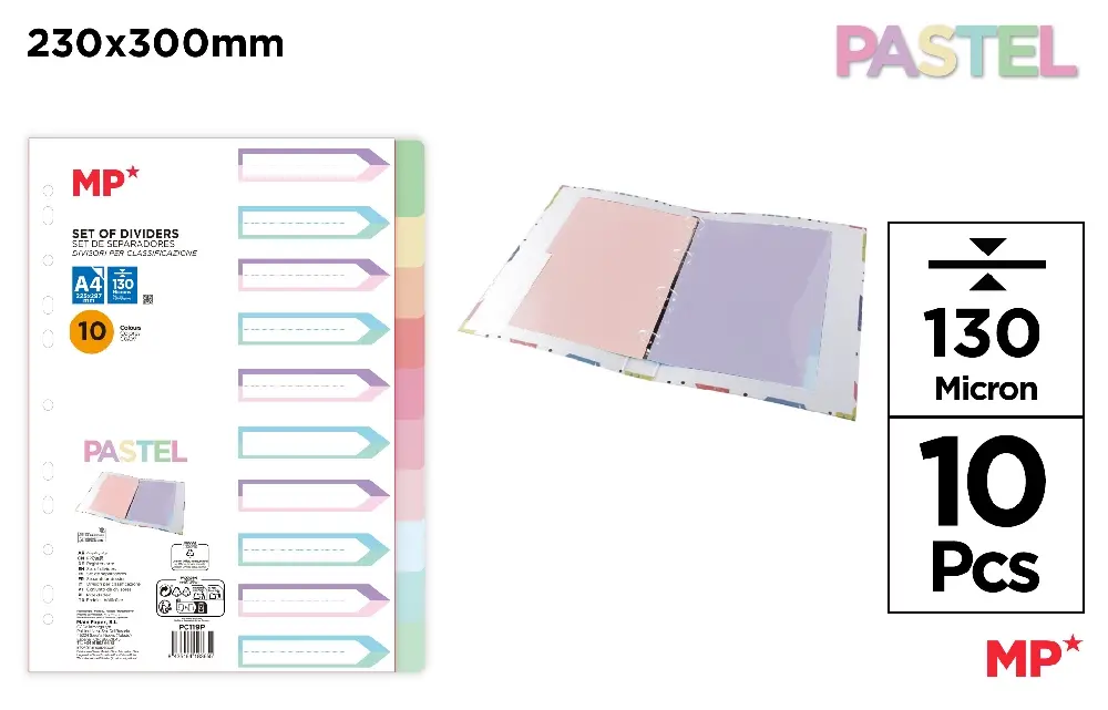DIVIDERS 10 PASTEL COLORS A4
