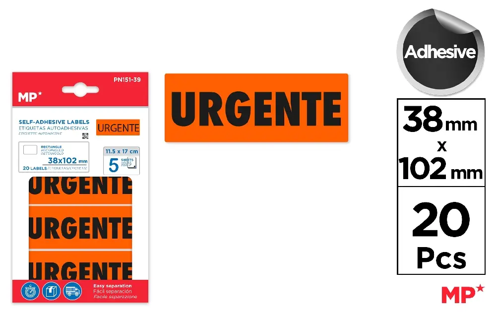 SELF-ADHESIVE LABELS 5 SHEETS "URGENTE".