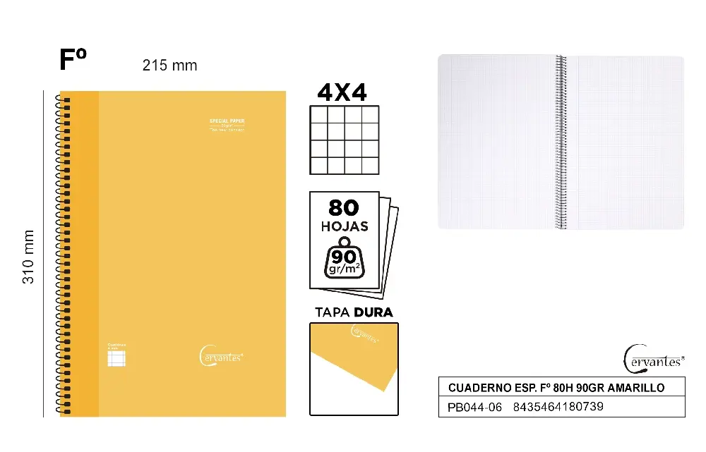 SPIRAL Fº NOTEBOOK 80 SHEETS 90 g/m²