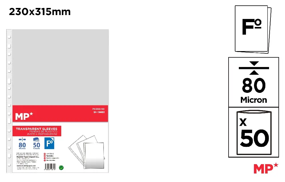 MULTI-PUNCHED TRANSPARENT FOLIO POCKETS